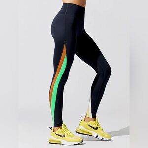 Split59 Pierce High Waist Techflex 7/8 Legging in Indigo, Copper & Yellow